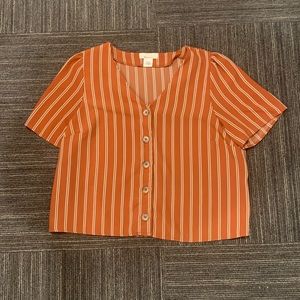 Burnt Orange Striped Blouse